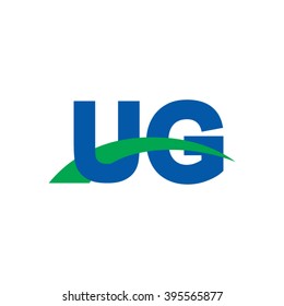 UG initial overlapping swoosh letter logo blue green