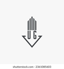Ilustración del material del logotipo inmobiliario de marca UG. vector de logotipo