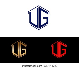 UG letters linked with hexagon shape logo
