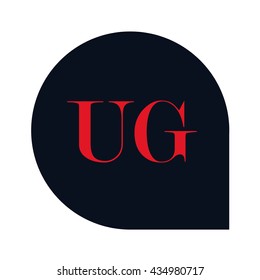UG Letters red , Abstract black background logo, Design identity in shape, Alphabet letter