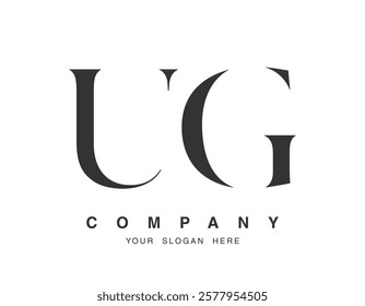 UG logo design. Initial letter u and g serif font style. Creative classic company name typography. Trendy logotype or identity. Vector illustration.