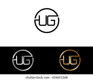 Ug Logo. Letter Design Vector with Red and Black Gold Silver Colors
