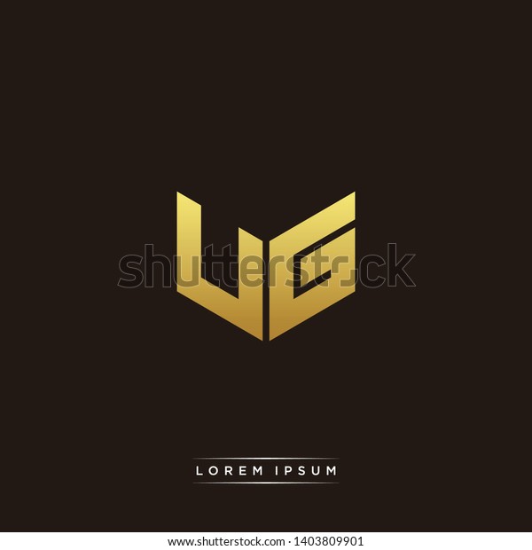 UG Logo Letter Initial Logo Designs Templete\
with Gold and Black\
Background