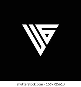 UG Logo letter monogram with triangle shape design template isolated on black background