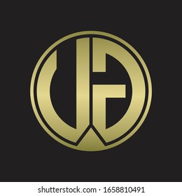 UG Logo monogram circle with piece ribbon style on gold colors