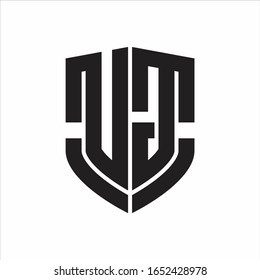 Monograma de logotipo UG con diseño de forma de escudo de emblema aislado en fondo blanco
