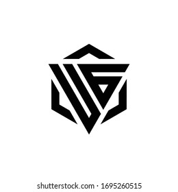 Monograma de logotipo UG con plantilla de diseño moderno de triángulo y hexágono aislado en fondo blanco