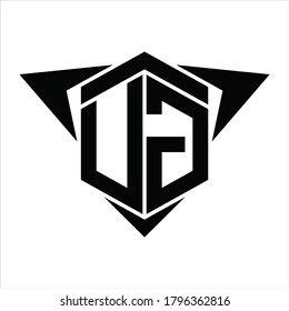 Monograma del logotipo UG con flecha de alas alrededor de la plantilla de diseño sobre fondo blanco