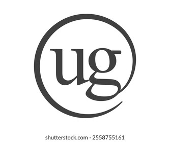 UG logo from two letter with circle shape email sign style. U and G round logotype of business company for brand identity.