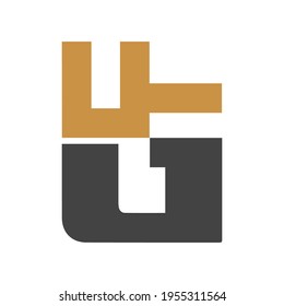 Logo de monograma UG con plantilla de diseño de lado curvo