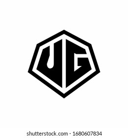 UG-Monogramm-Logo mit sechseckiger Form und abgerundeter, abgerundeter Design-Vorlage einzeln auf weißem Hintergrund