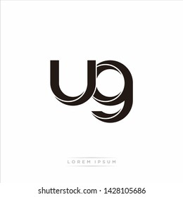 ug u g Initial Letter Split Lowercase Modern Monogram linked outline rounded logo