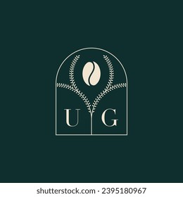 UG Unique and simple logo design combination of letters and coffee bean