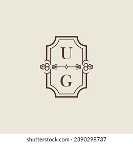 Logotipo inicial de boda de UG vintage en un diseño profesional de alta calidad que se imprimirá en cualquier medio impreso