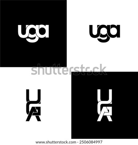 uga lettering initial monogram logo design set