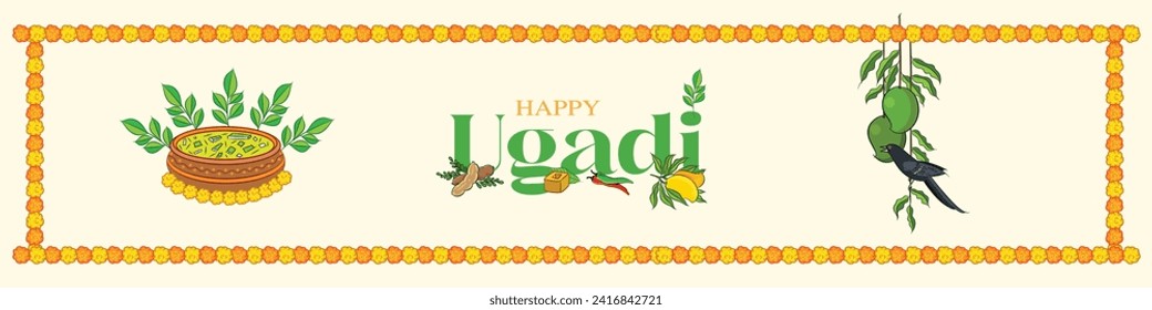 ugadi banner design with background
