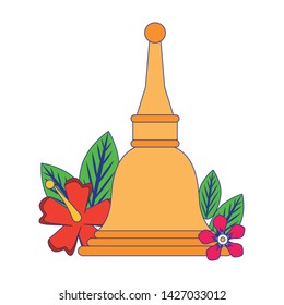 Ugadi bell offering with flowers symbols vector illustration graphic design