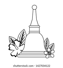 Ugadi bell offering with flowers symbols vector illustration graphic design