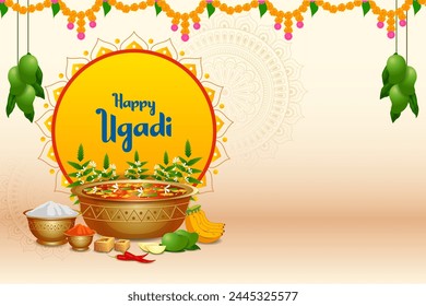  Ugadi festival background New Year's Day of the Hindu calendar  celebrated in the states of Andhra Pradesh, Telangana, Karnataka and Goa in India