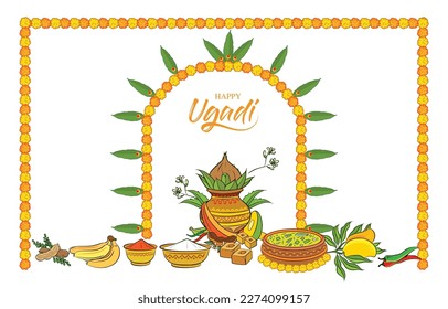 ugadi festival card design vector