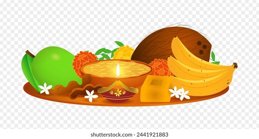Ugadi festival food plate on transparent background