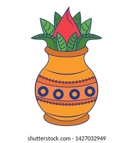 Ugadi festival offering flowers pot cartoons vector illustration graphic design