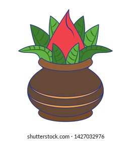 Ugadi festival offering flowers pot cartoons vector illustration graphic design