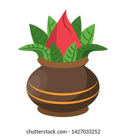 Ugadi festival offering flowers pot cartoons vector illustration graphic design