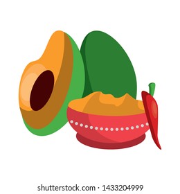 Ugadi festival offering flowers pot with avocado and chilli cartoons vector illustration graphic design