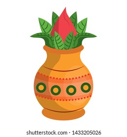 Ugadi festival offering flowers pot cartoons vector illustration graphic design