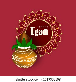 Ugadi Festival Vector Illustration.