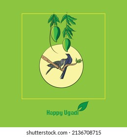 Ugadi And Gudi Padwa Color Vector Illustration