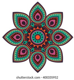 Ugadi and Gudi Padwa The New Year's Day vector floral pattern illustration, colorful indian flat background with lines