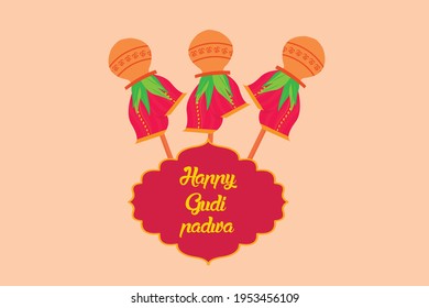 Ugadi, Gudi Padwa, poster greetings 2021, Andhra Pradesh, Telengana,  Karnataka, indian new year festivals in Spring Equinox, seasons. Ugadi is a spring festival