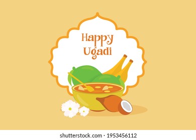 Ugadi, Gudi Padwa, poster greetings 2021, Andhra Pradesh, Telengana,  Karnataka, indian new year festivals in Spring Equinox, seasons. Ugadi is a spring festival