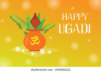 Ugadi, Gudi Padwa, poster greetings 2021, Andhra Pradesh, Telengana,  Karnataka, indian new year festivals in Spring Equinox, seasons. Ugadi is a spring festival