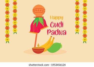 Ugadi, Gudi Padwa, poster greetings 2021, Andhra Pradesh, Telengana,  Karnataka, indian new year festivals in Spring Equinox, seasons. Ugadi is a spring festival