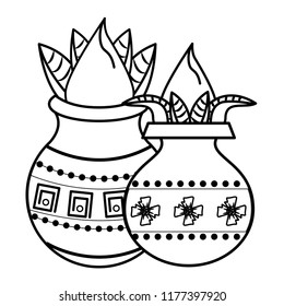 Ugadi indian elements in black and white