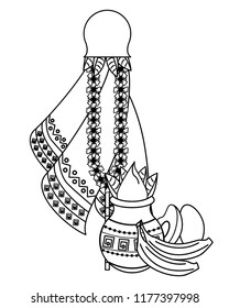 Ugadi indian elements in black and white