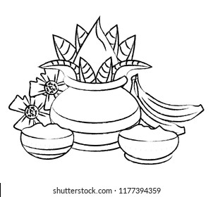 Ugadi indian elements sketch