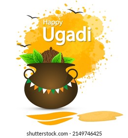 Ugadi Indian Feast Of Traditional Food, Vector Art Illustration.