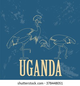 Uganda, Africa. Retro styled image. Vector illustration