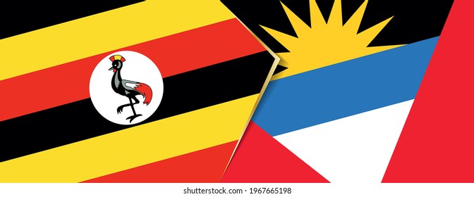 Uganda and Antigua and Barbuda flags, two vector flags symbol of relationship or confrontation.