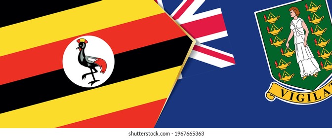 Uganda and British Virgin Islands flags, two vector flags symbol of relationship or confrontation.