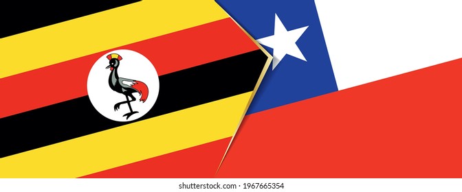 Uganda and Chile flags, two vector flags symbol of relationship or confrontation.