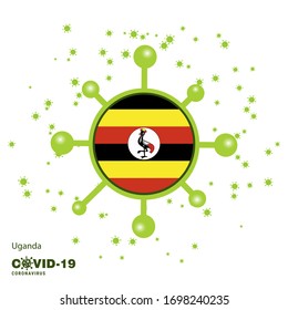 Antecedentes de la bandera coronaria de Uganda. Quédate en casa, mantente sano. Cuida tu propia salud. Recen por el país