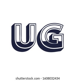 Uganda country code icon. Iso code country domain name. UG - Uganda abbreviated. Stock vector illustration isolated on white background.