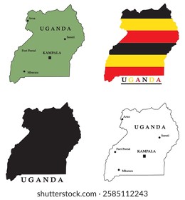 Uganda country map, vector illustration design background