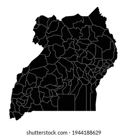 Uganda country map vector with regional areas