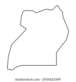 Uganda country simplified map. Thin black outline contour. Simple vector icon